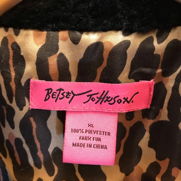 BETSEY JOHNSON Faux Fur Vest Black Fuzzy Leopard Lined size XL  BARBIECORE - Picture 5 of 14